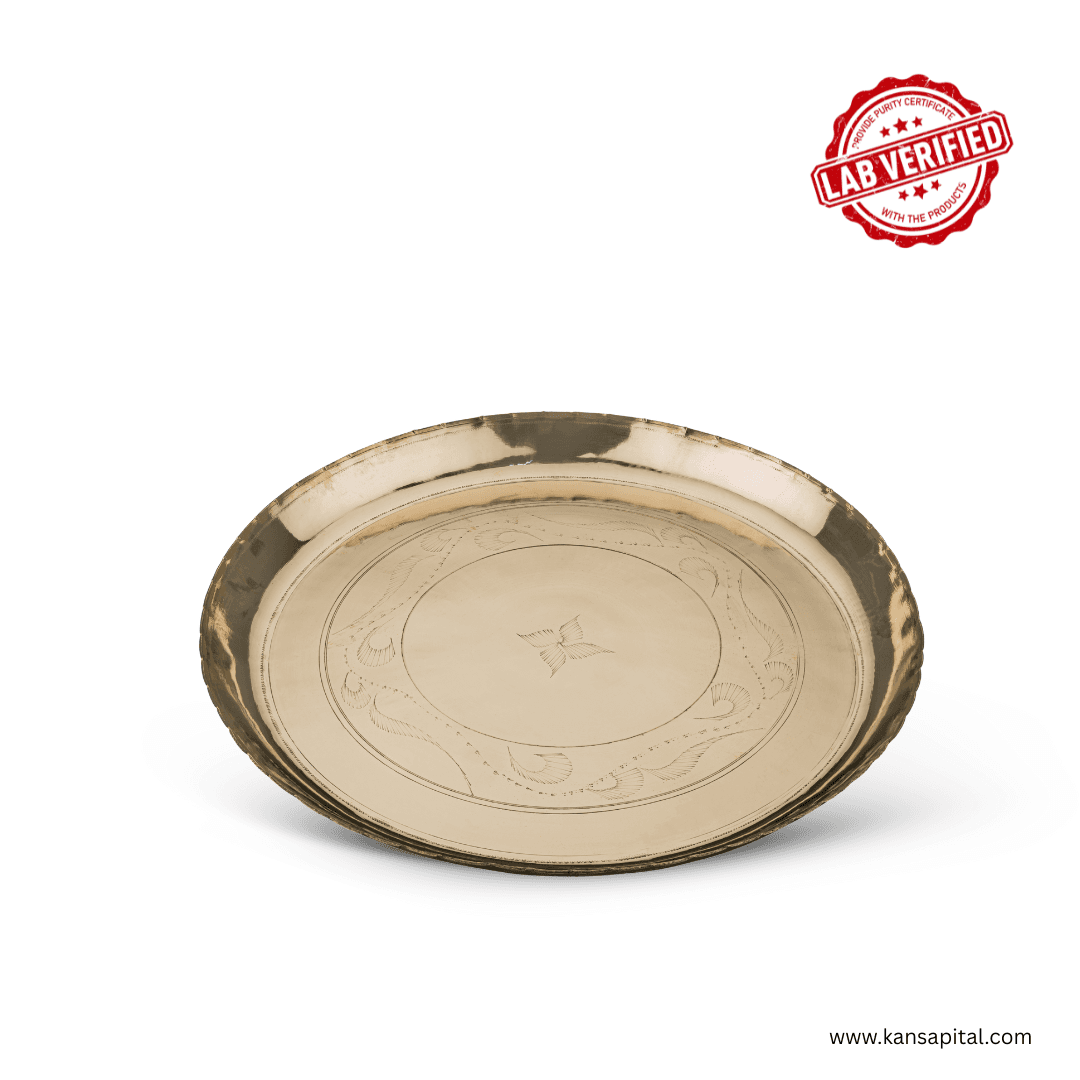 Pure Single Kansa Thali (12 in) | Luxury Hand made Thali | Lab tested | कांसे की थाली Dish Serving Set