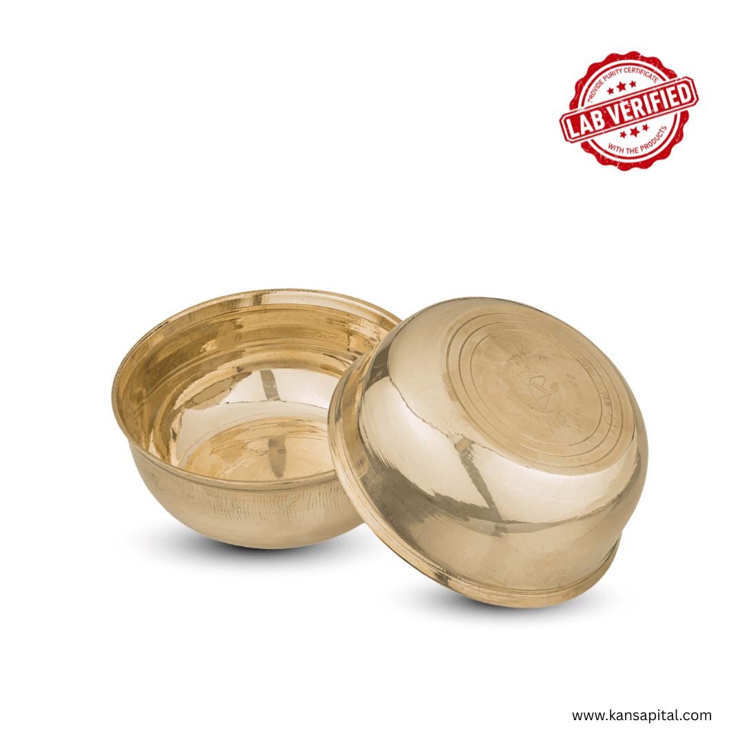 Bronze Bowl Pure Kansa Bowls | 2 Handcrafted Bronze Bowls | Lab Verified| कांसे की कटोरी | 400 gm